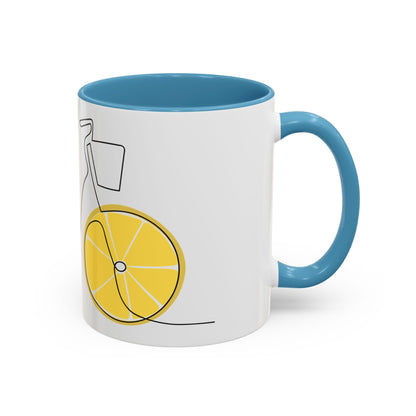 Lemon Bicycle Mug - Whimsical Coffee Cup with Black Handle