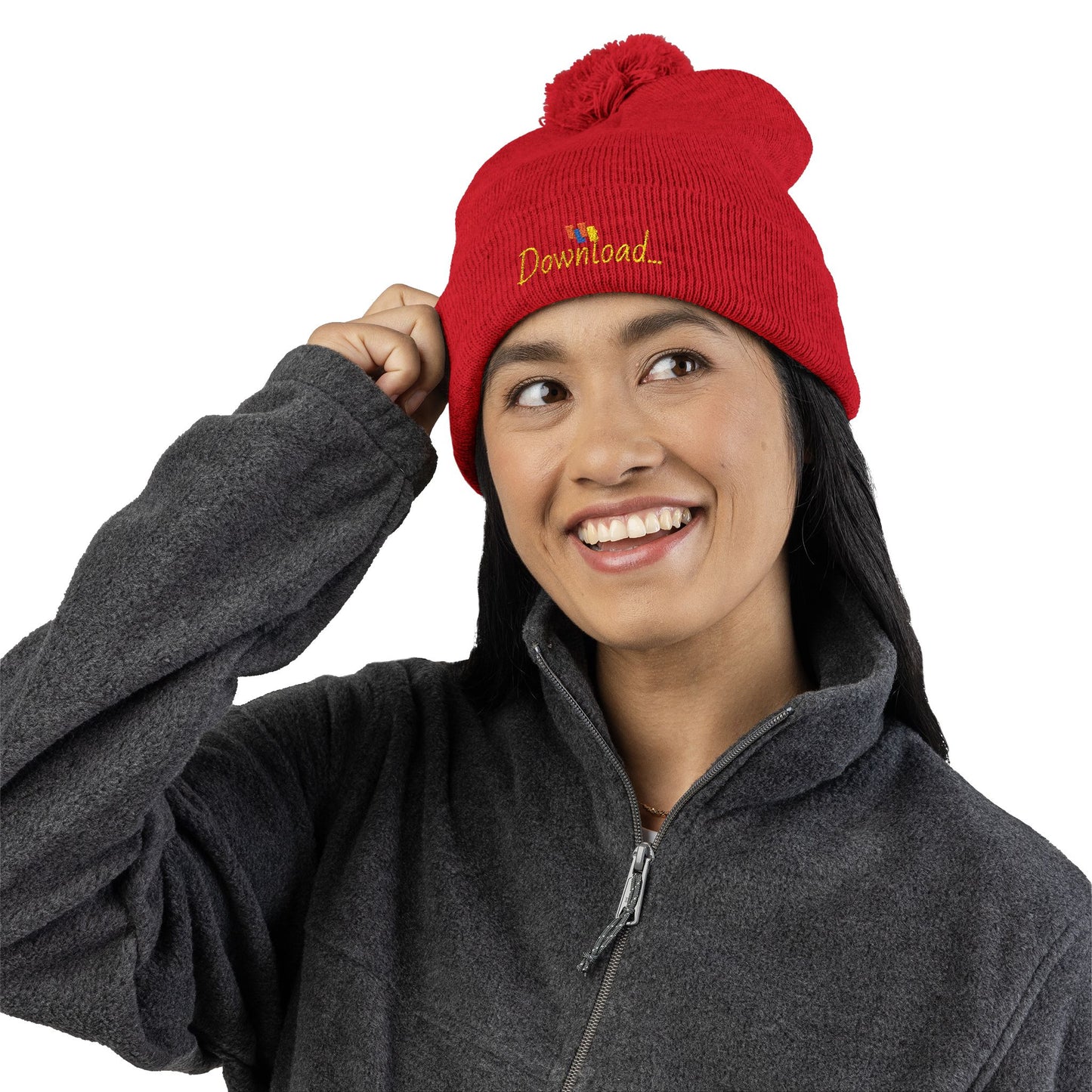 Premium Embroidered Pom-Pom Winter Beanie - Cozy Knit Cap for Ultimate Warmth & Style