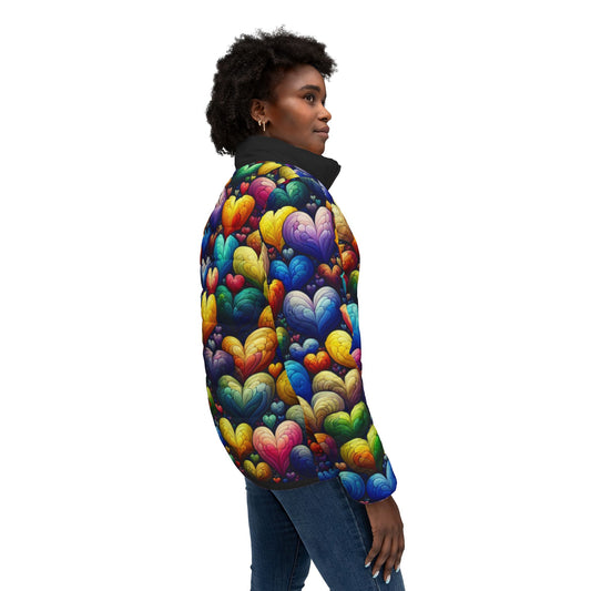 Heart Print Puffer Jacket - Cozy Winter Style That Spreads Joy