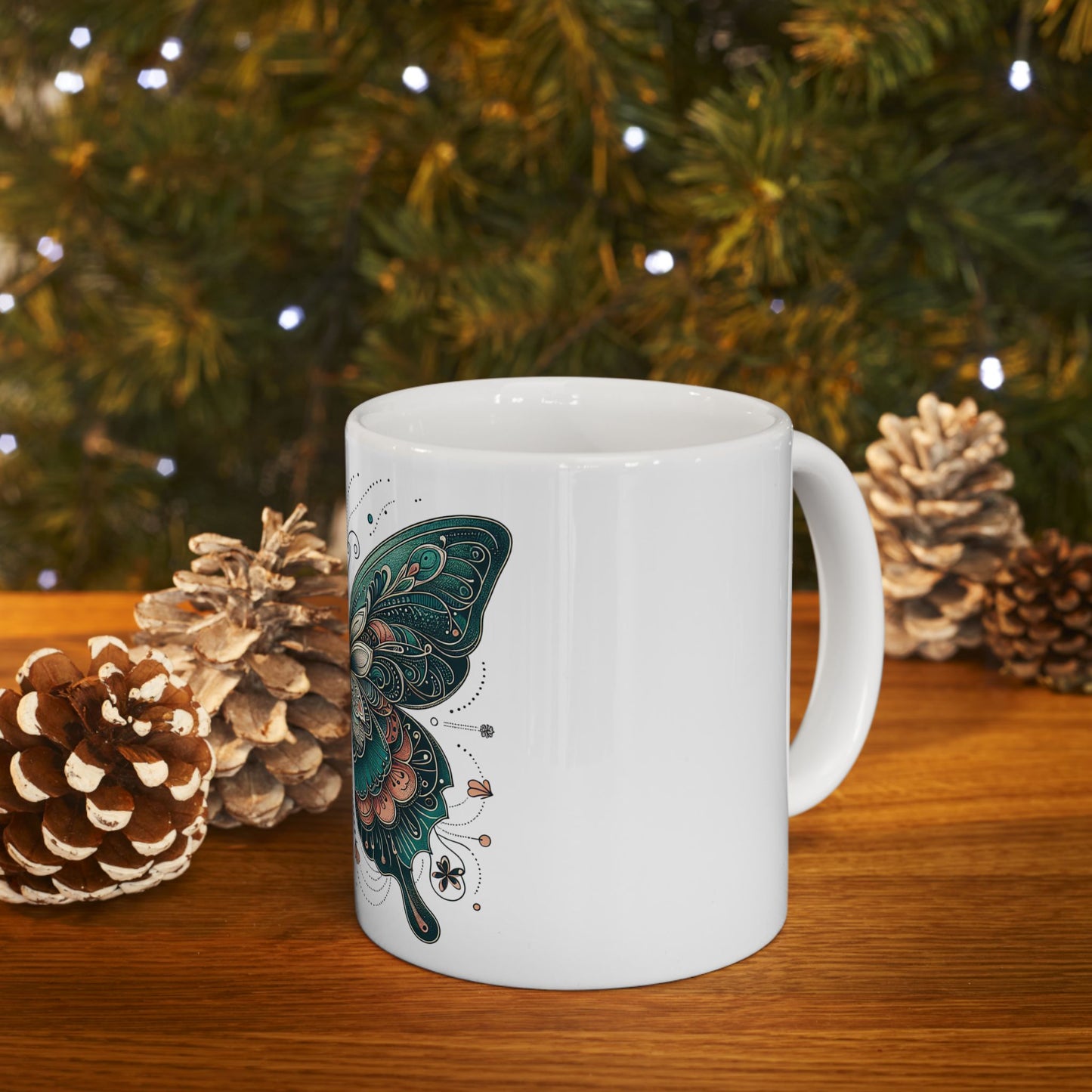 Obay Butterfly Ceramic Mug - Stunning Teal Design for Nature Lovers & Tea Enthusiasts
