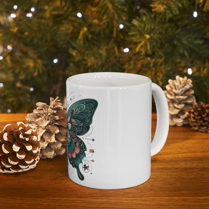 Obay Butterfly Ceramic Mug - Stunning Teal Design for Nature Lovers & Tea Enthusiasts
