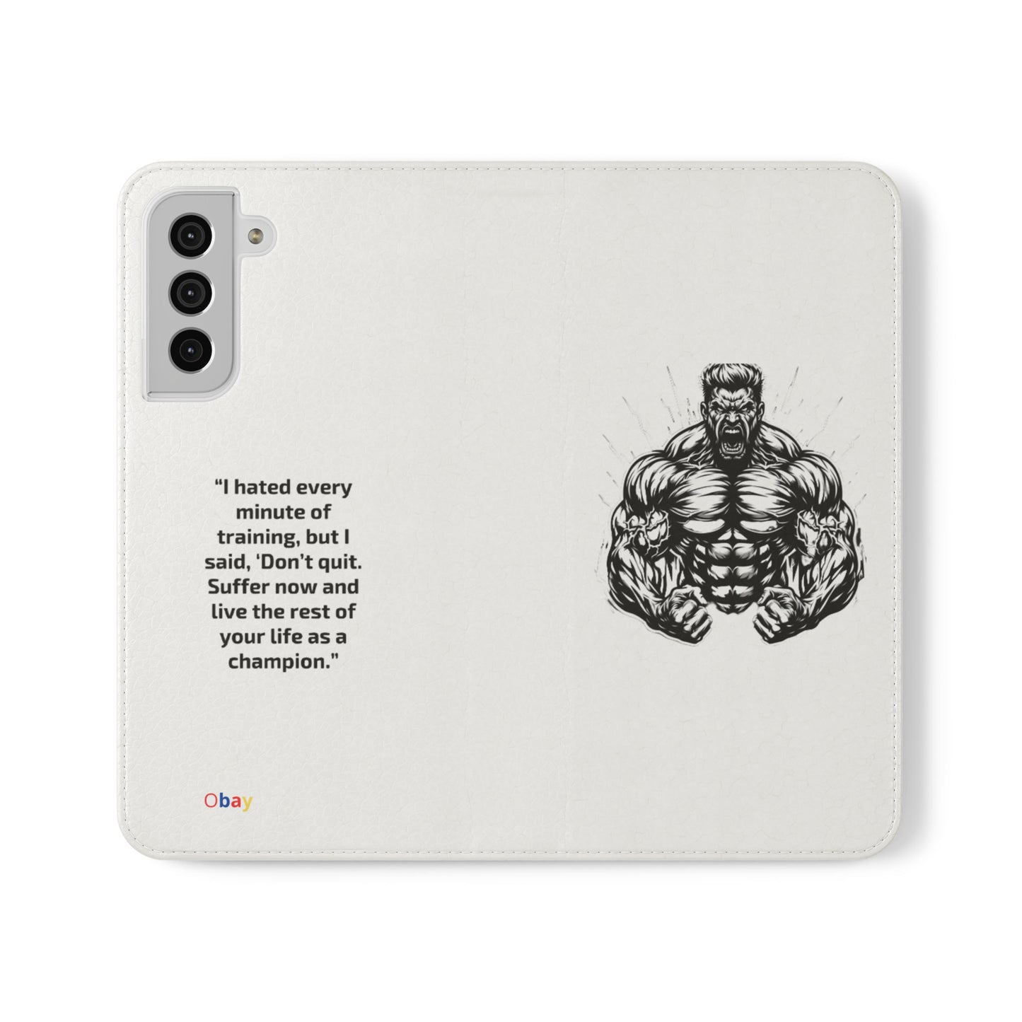 Champion's Motivational iPhone Flip Case | Inspirational Quote Phone Accessory for Fitness Enthusiasts