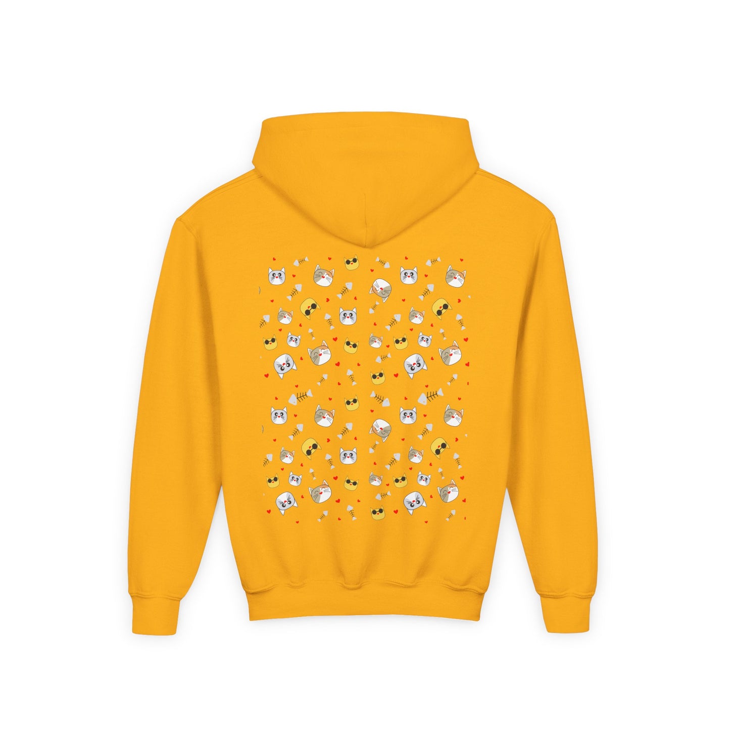 Adorable Cat Print Youth Hoodie - Perfect Gift for Young Cat Lovers!