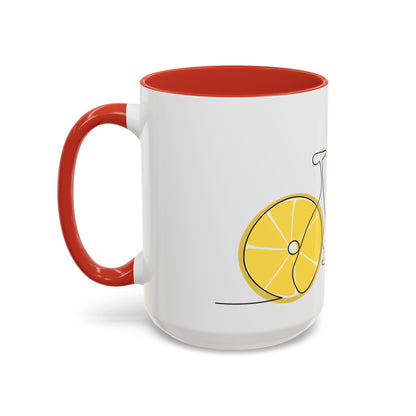 Lemon Bicycle Mug - Whimsical Coffee Cup with Black Handle