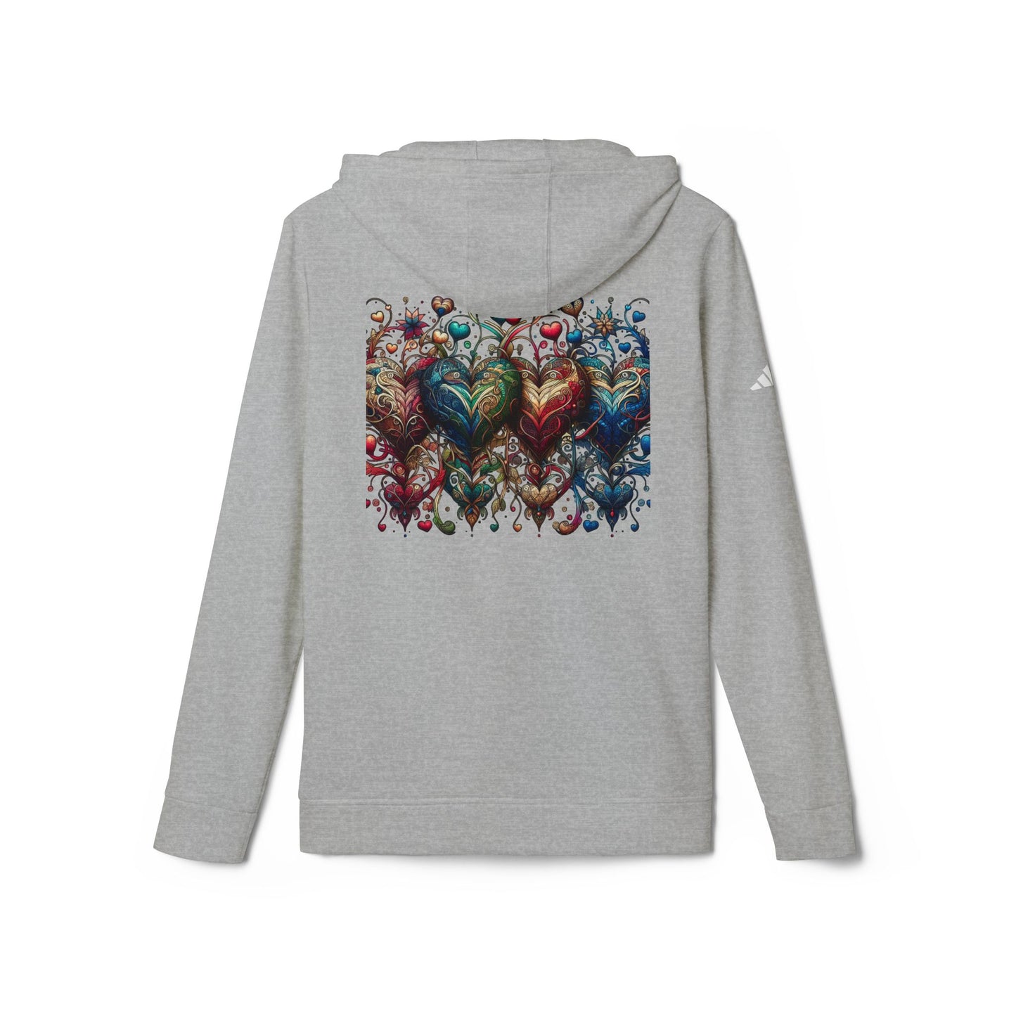 Vibrant Heart Print Hoodie - Cozy Unisex Fleece for Every Adventure