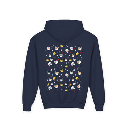 Adorable Cat Print Youth Hoodie - Perfect Gift for Young Cat Lovers!