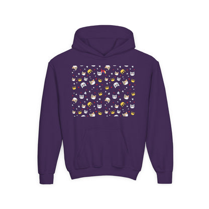 Adorable Cat Print Youth Hoodie - Perfect Gift for Young Cat Lovers!