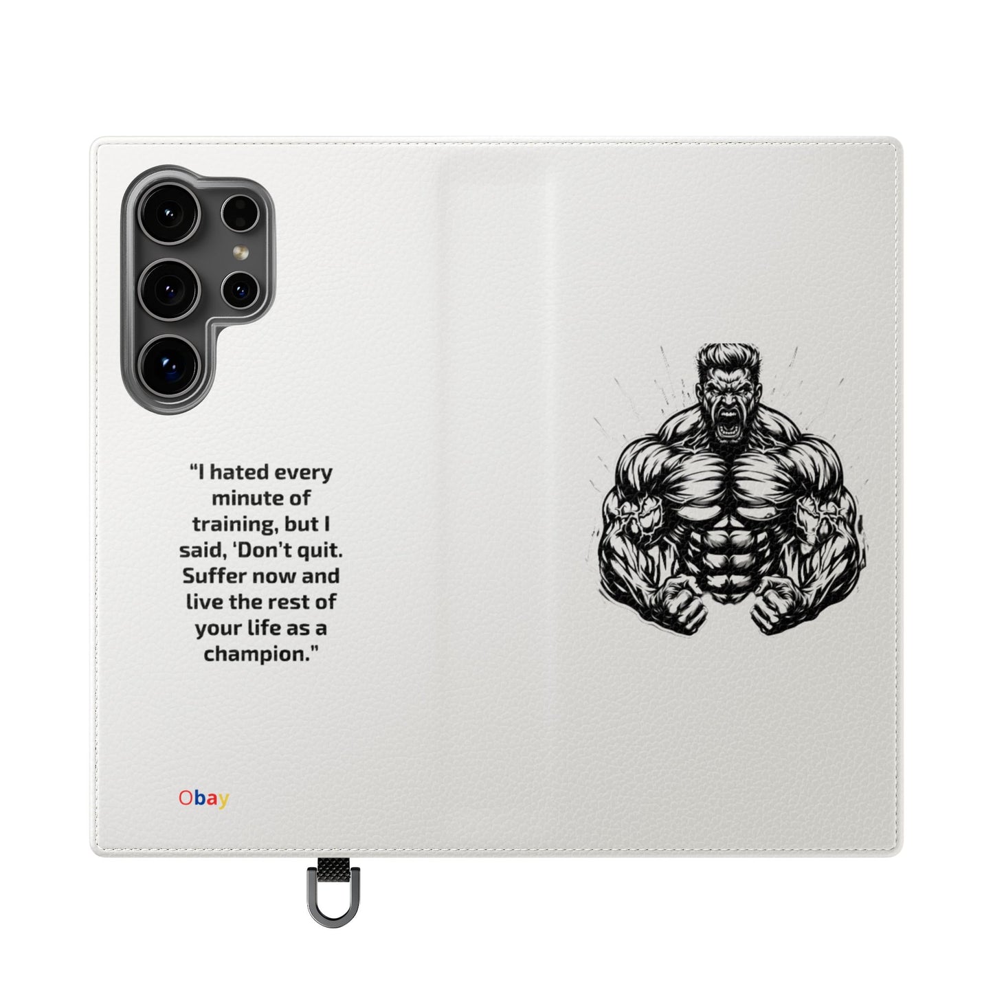 Champion's Motivational iPhone Flip Case | Inspirational Quote Phone Accessory for Fitness Enthusiasts