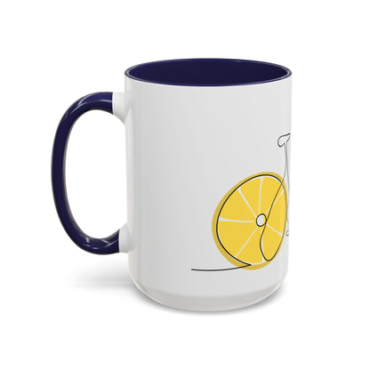 Lemon Bicycle Mug - Whimsical Coffee Cup with Black Handle