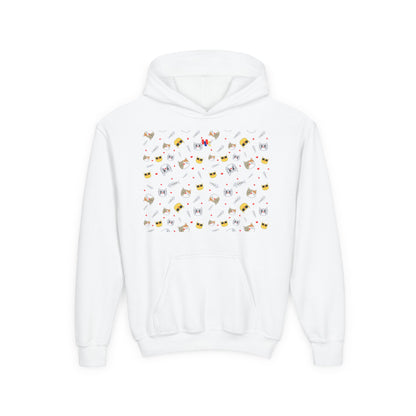 Adorable Cat Print Youth Hoodie - Perfect Gift for Young Cat Lovers!