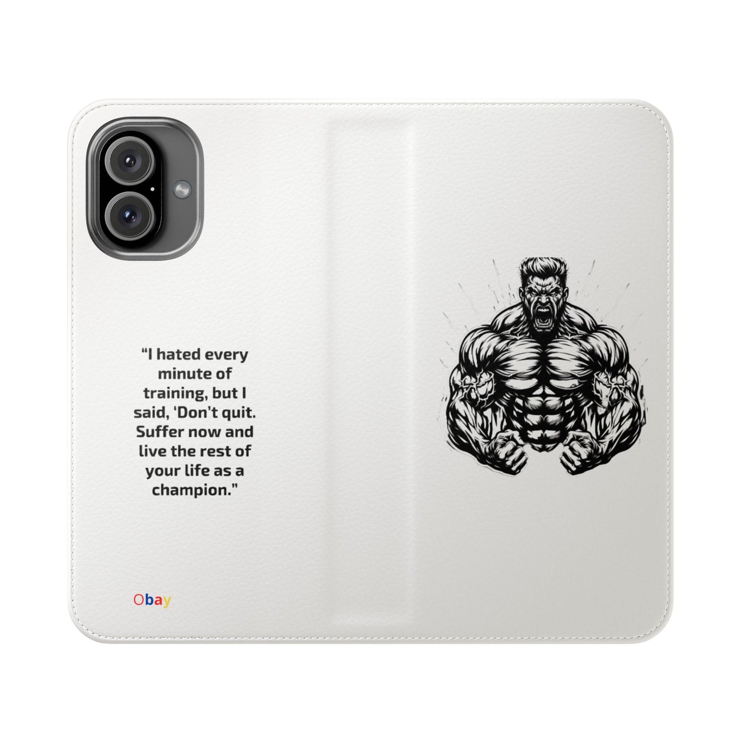 Champion's Motivational iPhone Flip Case | Inspirational Quote Phone Accessory for Fitness Enthusiasts