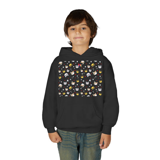 Adorable Cat Print Youth Hoodie - Perfect Gift for Young Cat Lovers!