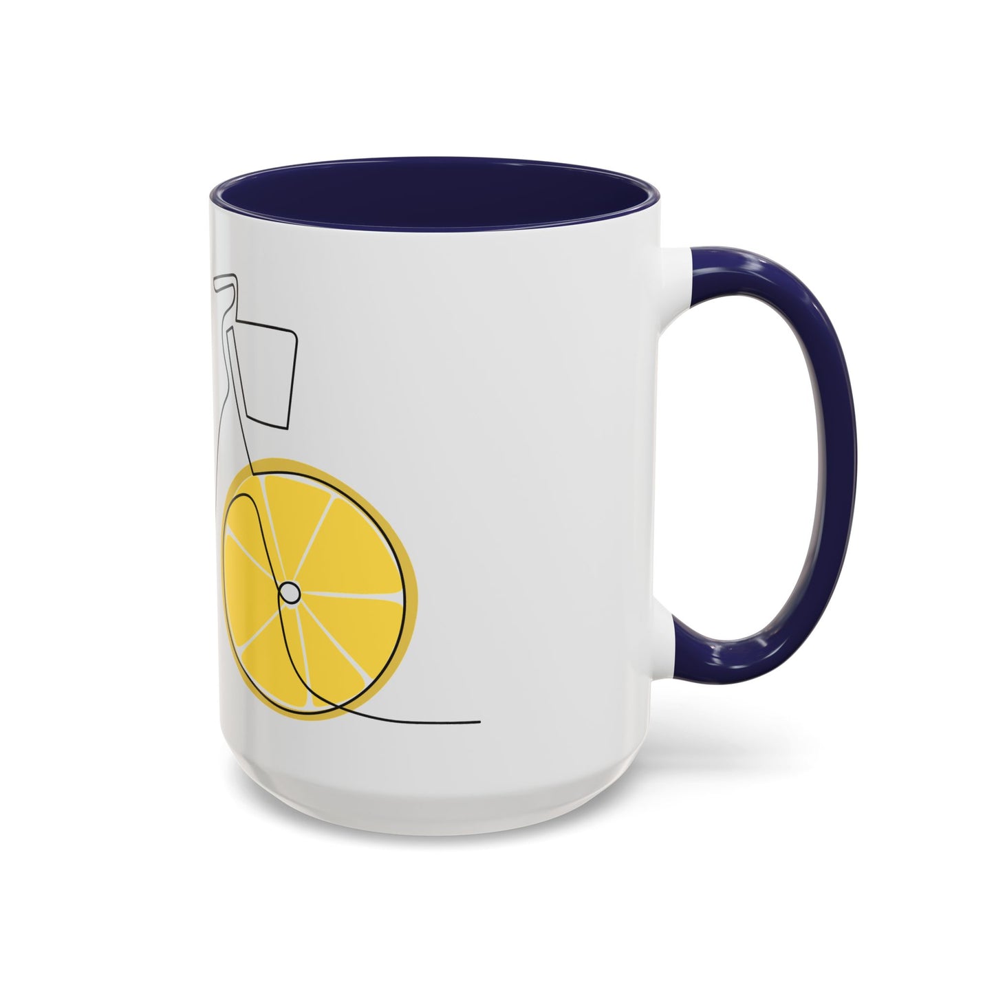 Lemon Bicycle Mug - Whimsical Coffee Cup with Black Handle