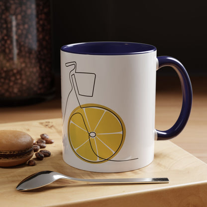 Lemon Bicycle Mug - Whimsical Coffee Cup with Black Handle