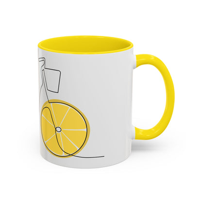 Lemon Bicycle Mug - Whimsical Coffee Cup with Black Handle
