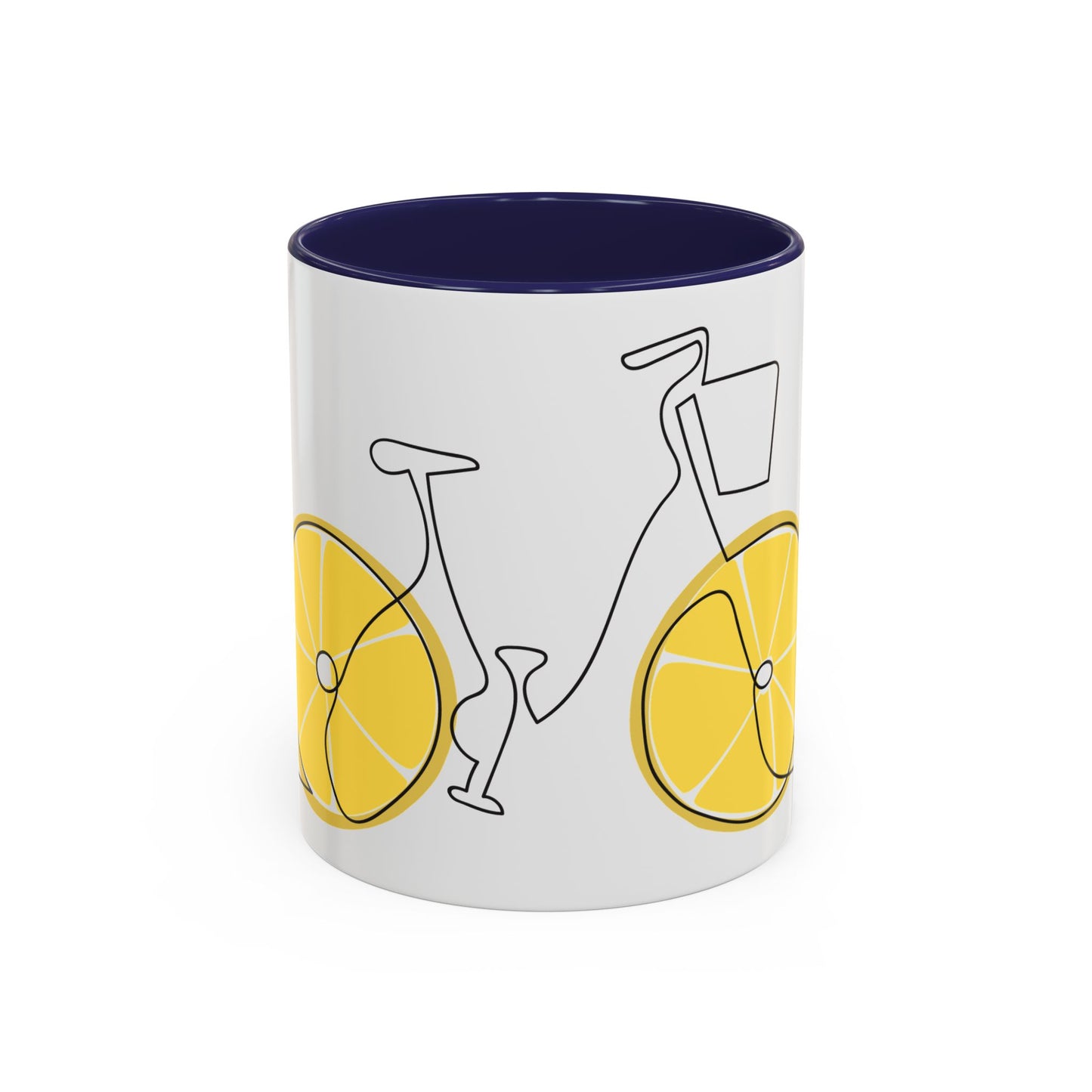 Lemon Bicycle Mug - Whimsical Coffee Cup with Black Handle