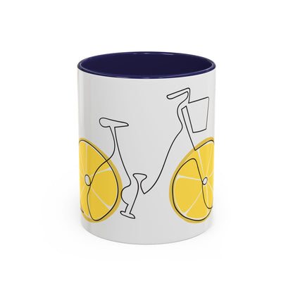 Lemon Bicycle Mug - Whimsical Coffee Cup with Black Handle