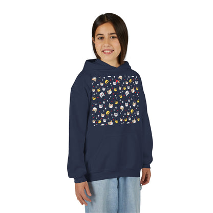 Adorable Cat Print Youth Hoodie - Perfect Gift for Young Cat Lovers!