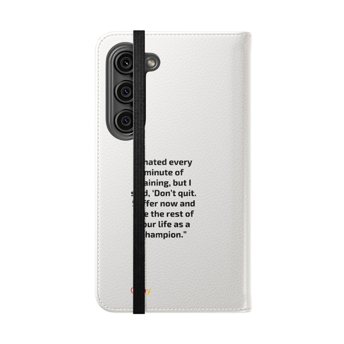 Champion's Motivational iPhone Flip Case | Inspirational Quote Phone Accessory for Fitness Enthusiasts