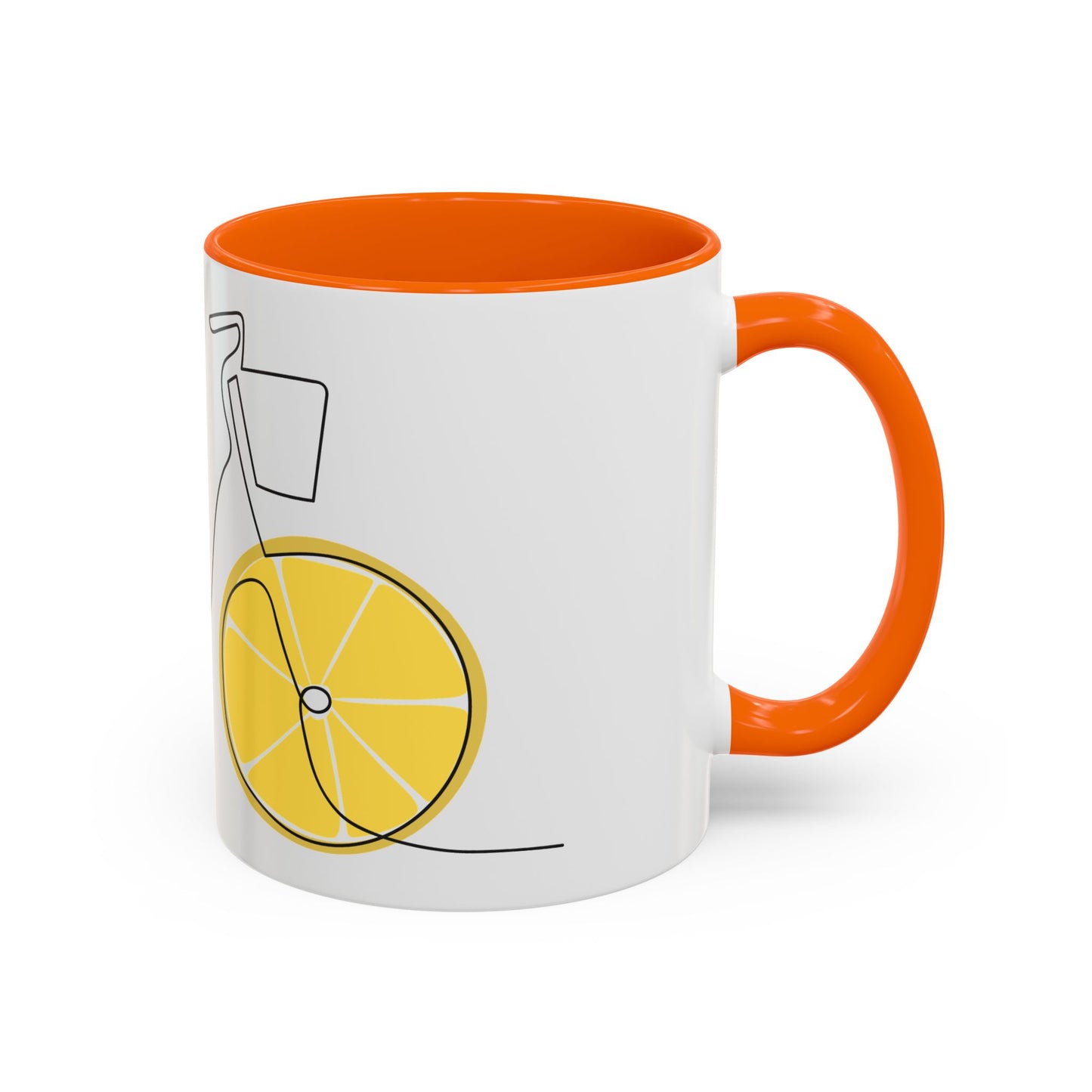 Lemon Bicycle Mug - Whimsical Coffee Cup with Black Handle