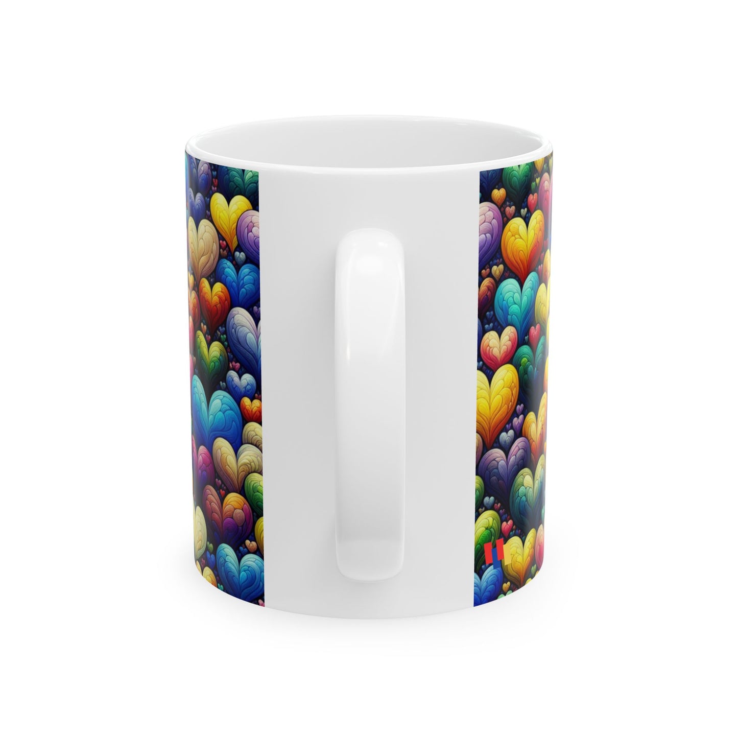 Colorful Hearts Ceramic Mug - Perfect for Coffee & Tea Lovers