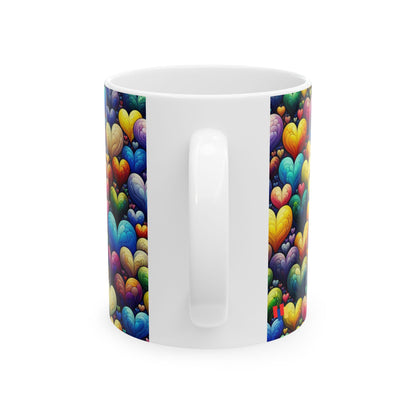 Colorful Hearts Ceramic Mug - Perfect for Coffee & Tea Lovers