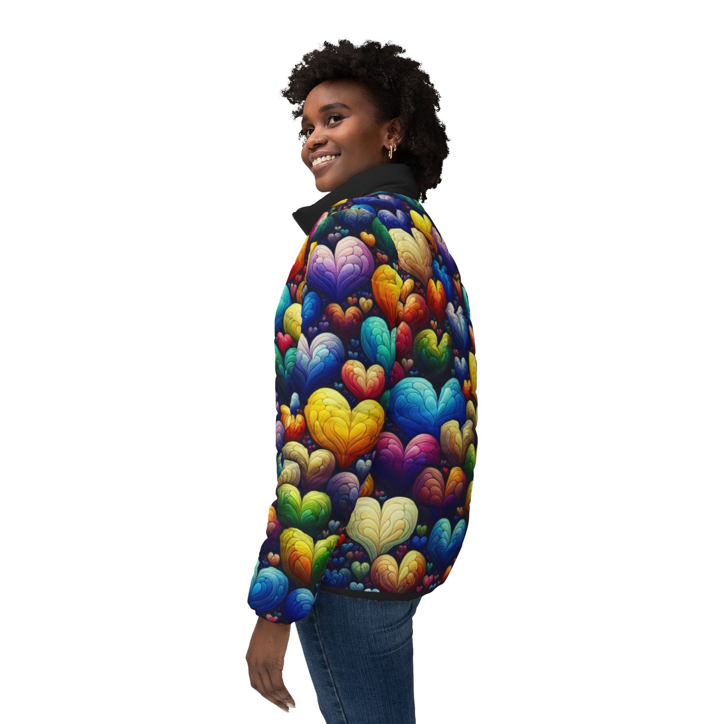 Heart Print Puffer Jacket - Cozy Winter Style That Spreads Joy