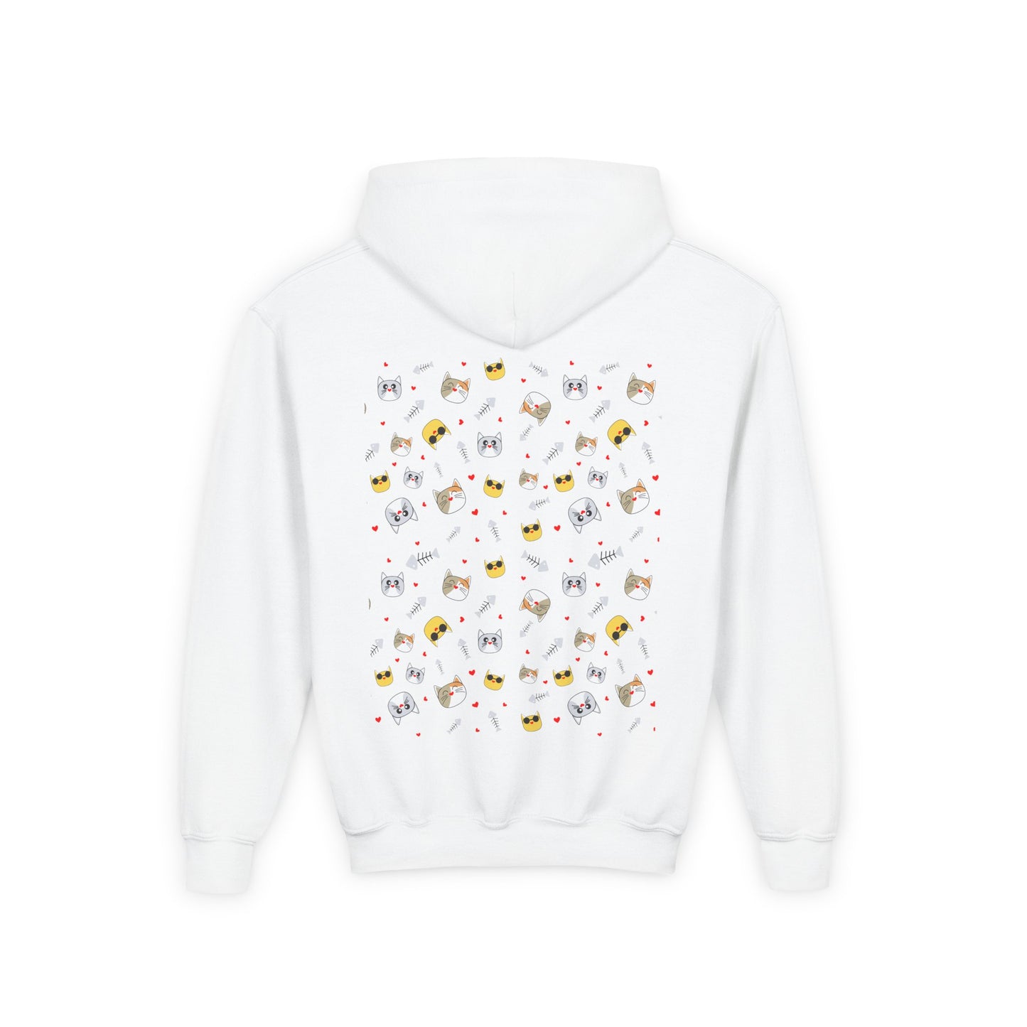 Adorable Cat Print Youth Hoodie - Perfect Gift for Young Cat Lovers!