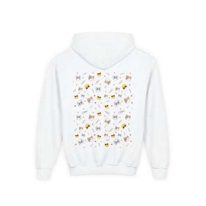 Adorable Cat Print Youth Hoodie - Perfect Gift for Young Cat Lovers!
