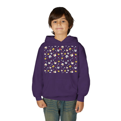 Adorable Cat Print Youth Hoodie - Perfect Gift for Young Cat Lovers!
