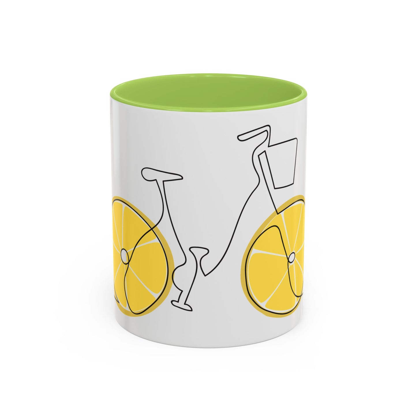 Lemon Bicycle Mug - Whimsical Coffee Cup with Black Handle