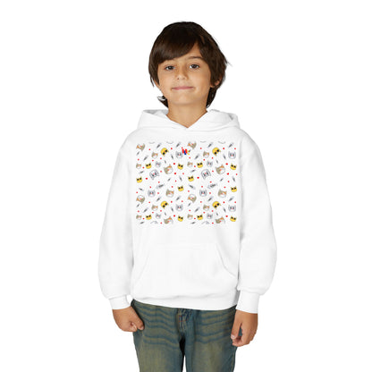 Adorable Cat Print Youth Hoodie - Perfect Gift for Young Cat Lovers!