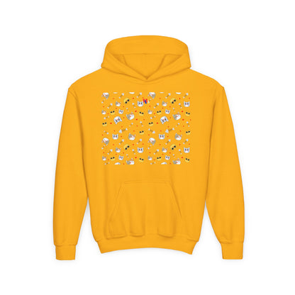 Adorable Cat Print Youth Hoodie - Perfect Gift for Young Cat Lovers!