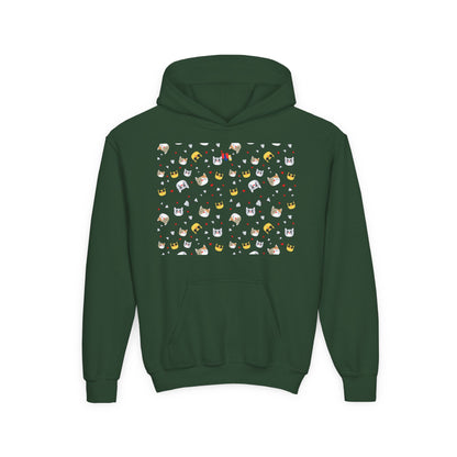 Adorable Cat Print Youth Hoodie - Perfect Gift for Young Cat Lovers!