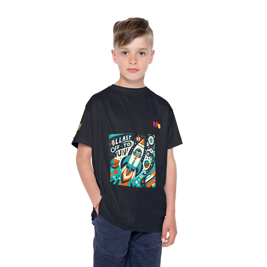 Obay Cosmic Kids Space Adventure Jersey - Colorful Rocket Design for Young Explorers