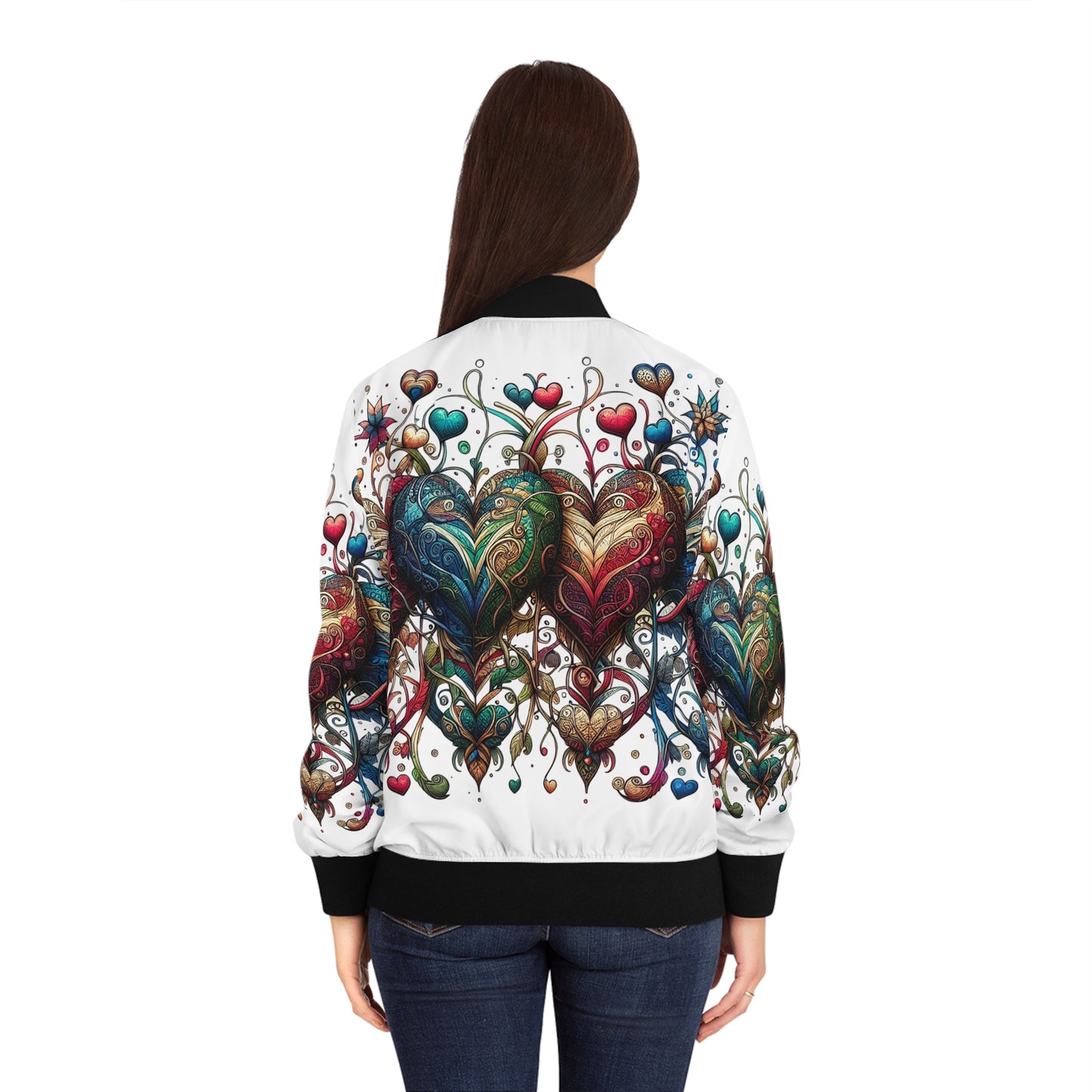 Colorful Heart Bomber Jacket - Turn Heads & Steal Hearts!