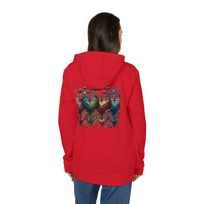 Vibrant Heart Print Hoodie - Cozy Unisex Fleece for Every Adventure