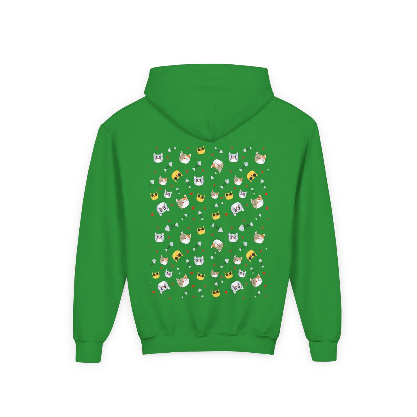 Adorable Cat Print Youth Hoodie - Perfect Gift for Young Cat Lovers!