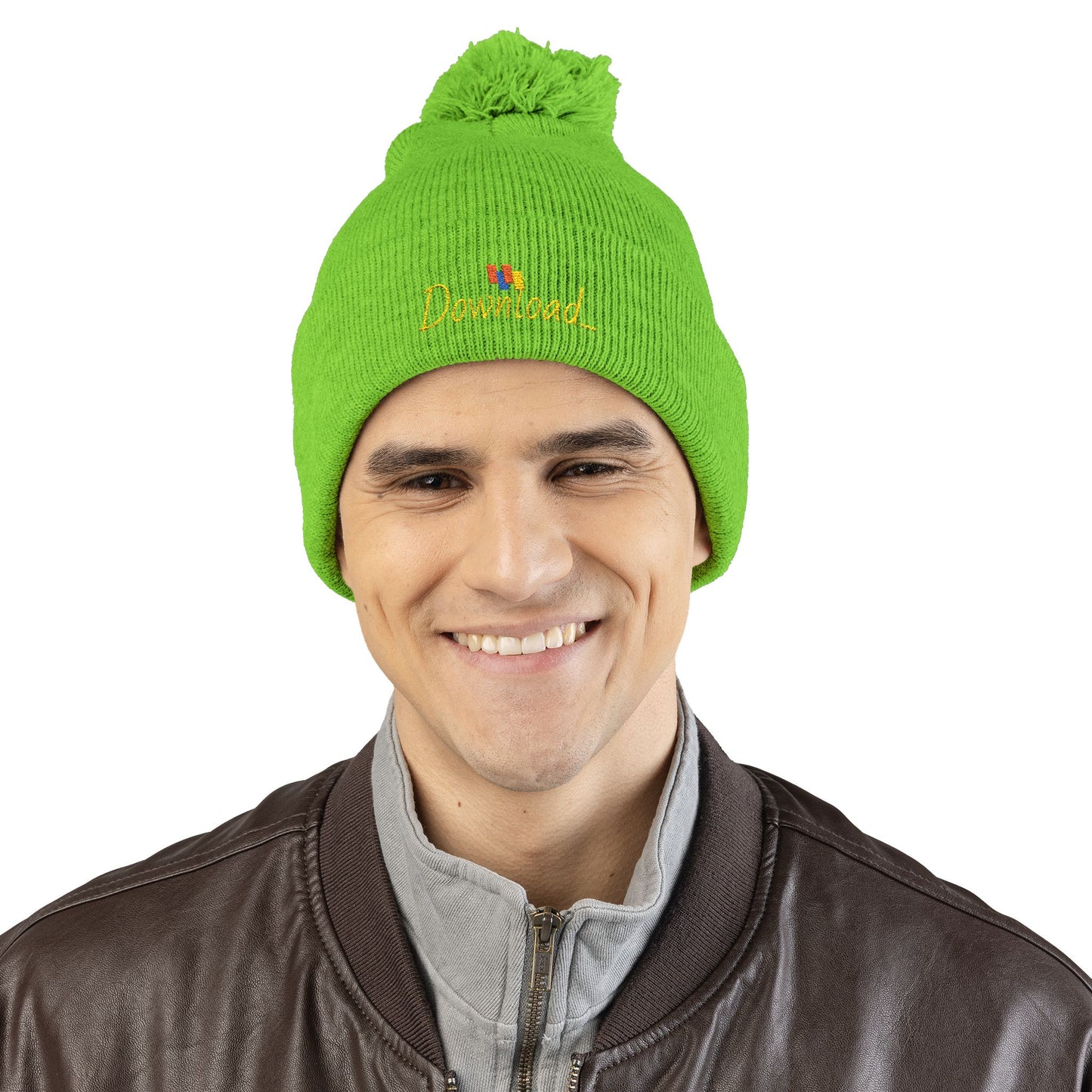 Premium Embroidered Pom-Pom Winter Beanie - Cozy Knit Cap for Ultimate Warmth & Style
