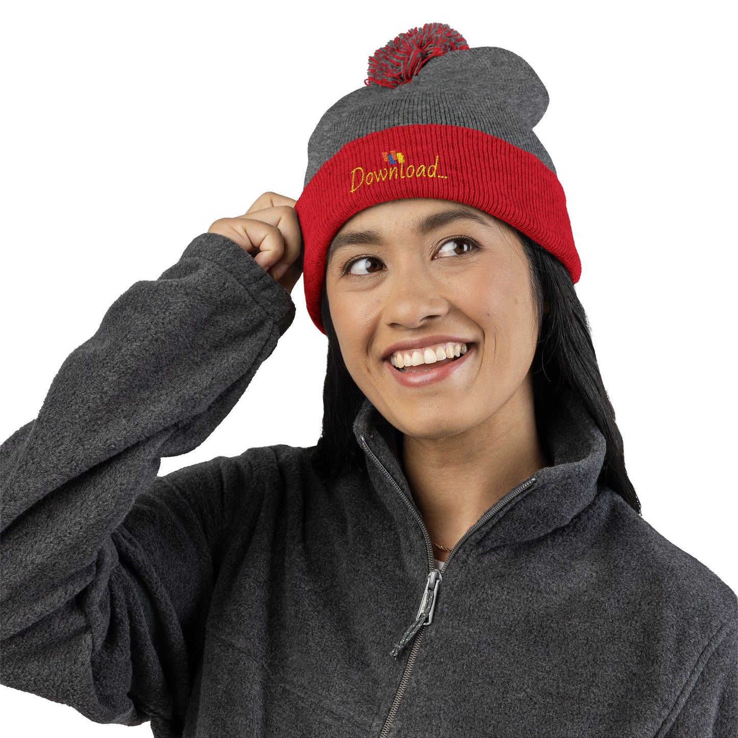 Premium Embroidered Pom-Pom Winter Beanie - Cozy Knit Cap for Ultimate Warmth & Style