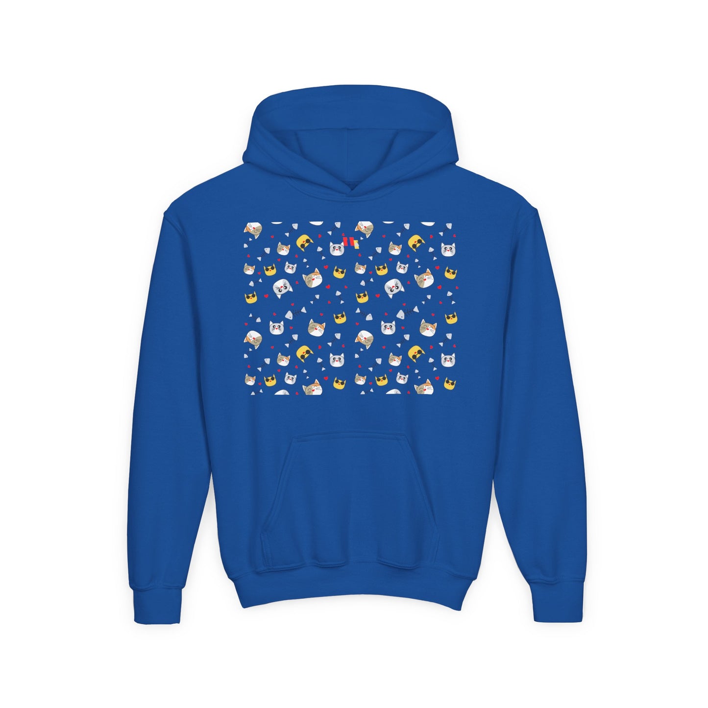 Adorable Cat Print Youth Hoodie - Perfect Gift for Young Cat Lovers!