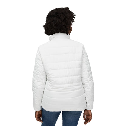 Obay White Women's Colorful Heart Puffer Jacket - Stylish Winter Coat