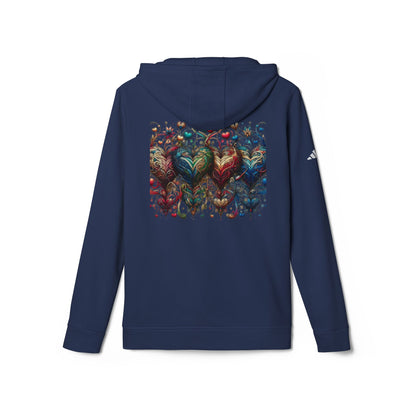 Vibrant Heart Print Hoodie - Cozy Unisex Fleece for Every Adventure
