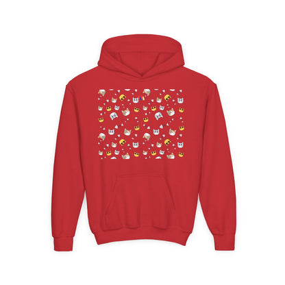 Adorable Cat Print Youth Hoodie - Perfect Gift for Young Cat Lovers!