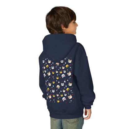 Adorable Cat Print Youth Hoodie - Perfect Gift for Young Cat Lovers!