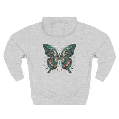 Boho Butterfly Hoodie | Cozy Fleece Unisex Sweatshirt for Nature Lovers | Stylish Spring Layering