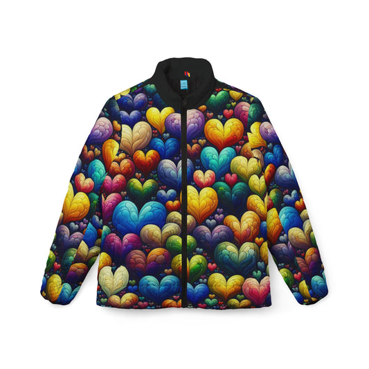 Heart Print Puffer Jacket - Cozy Winter Style That Spreads Joy