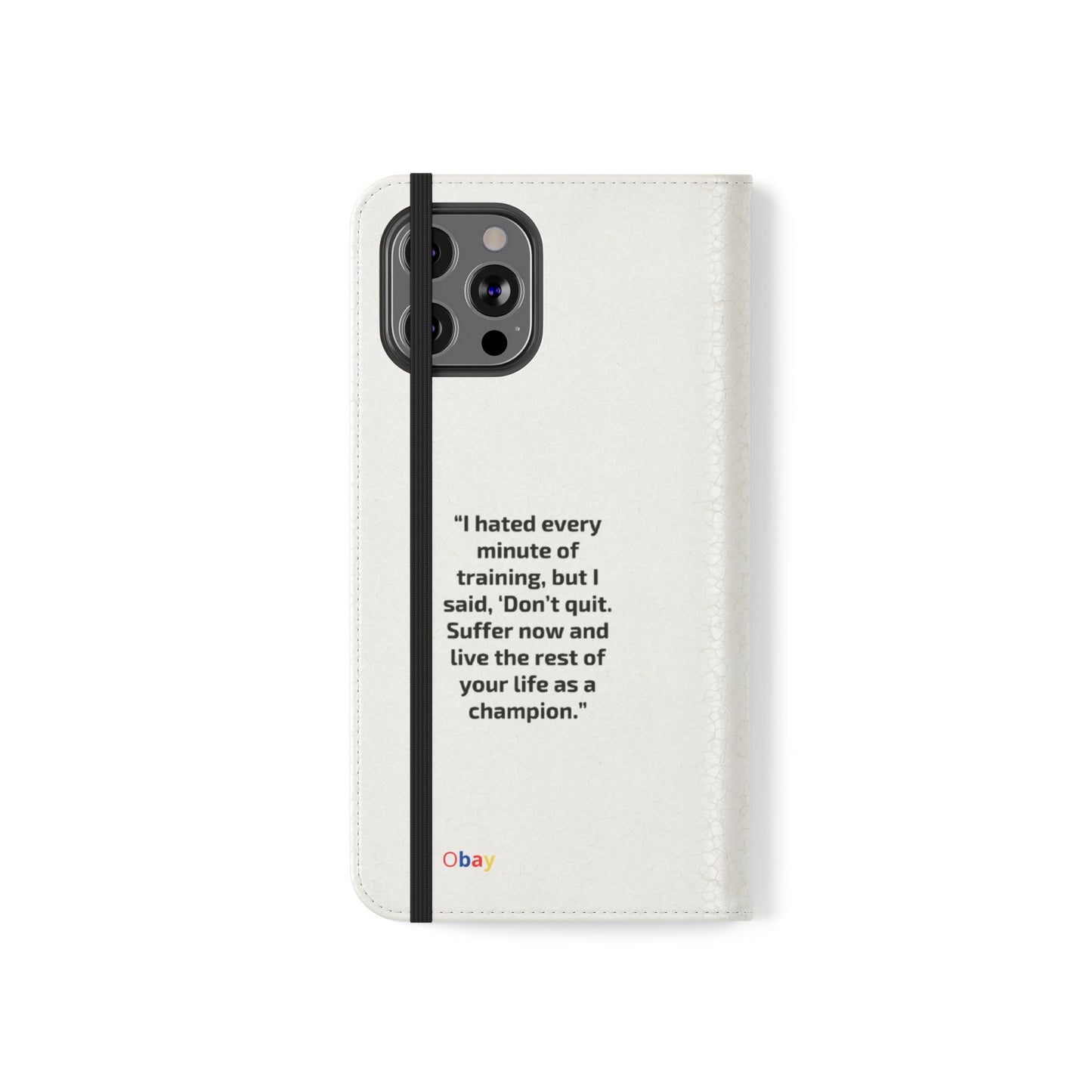 Champion's Motivational iPhone Flip Case | Inspirational Quote Phone Accessory for Fitness Enthusiasts