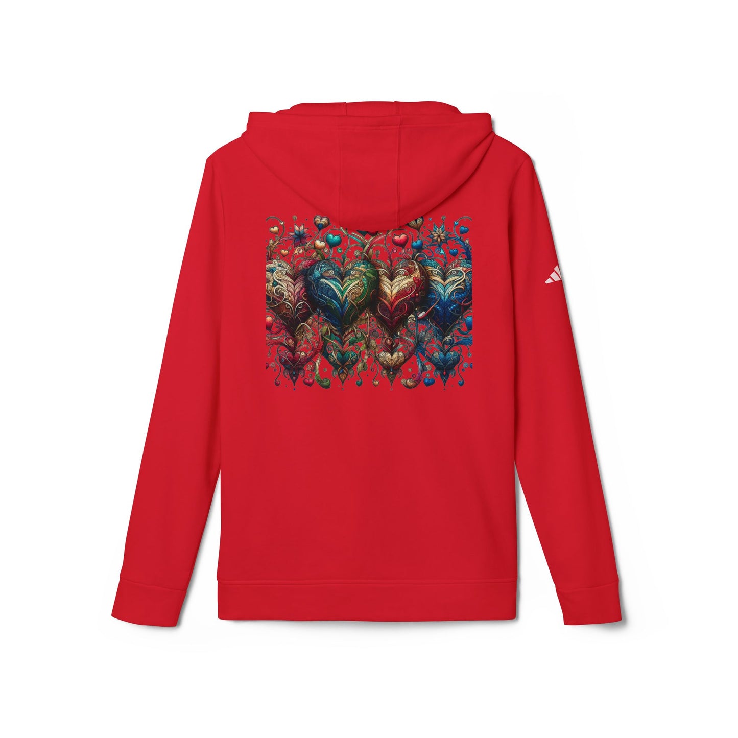 Vibrant Heart Print Hoodie - Cozy Unisex Fleece for Every Adventure