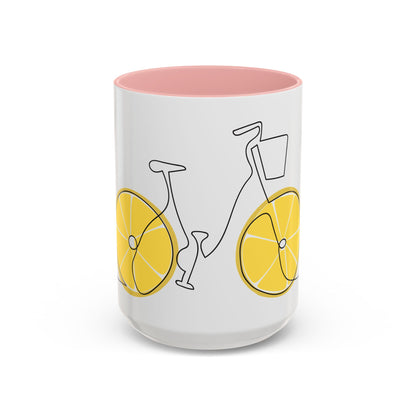Lemon Bicycle Mug - Whimsical Coffee Cup with Black Handle